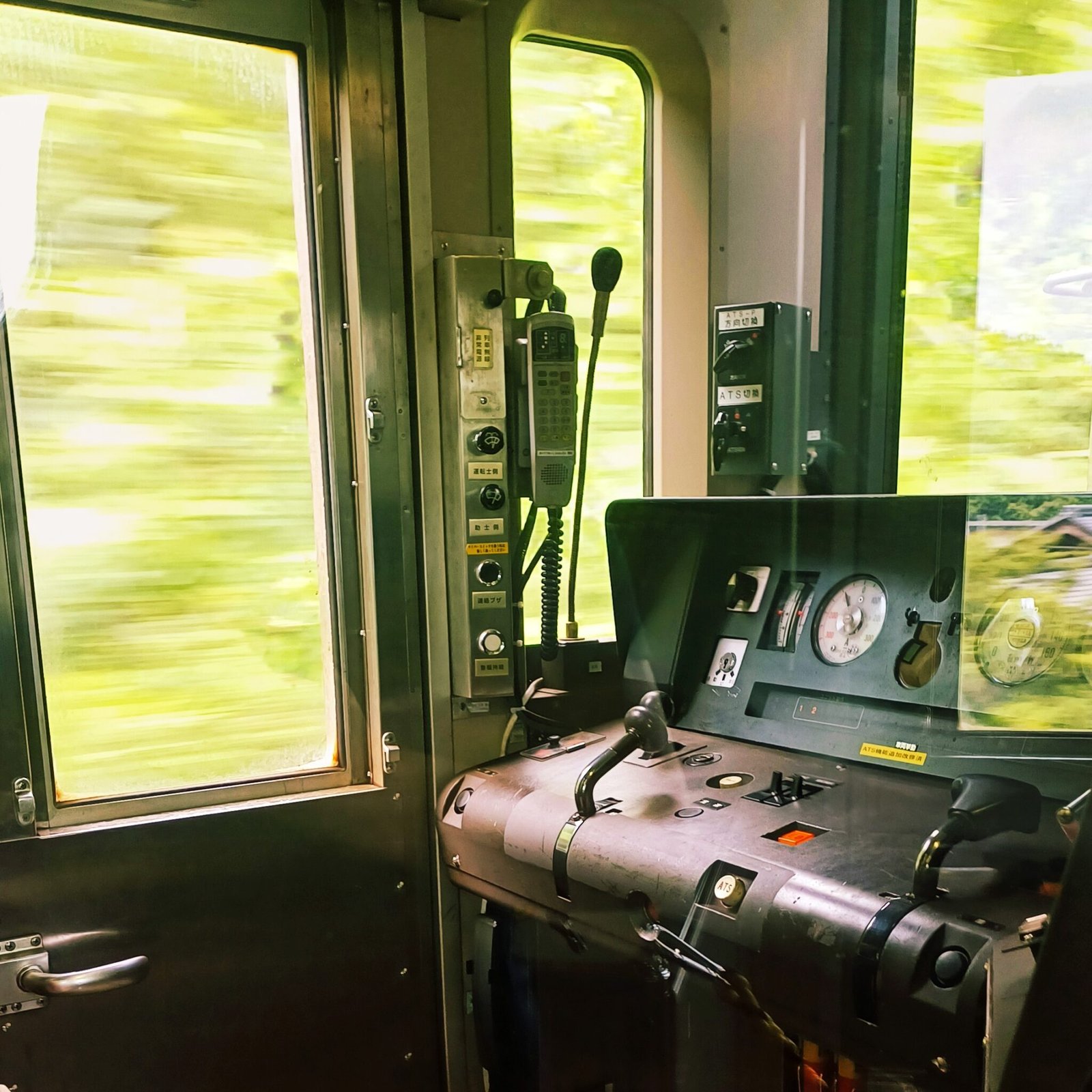 Keziah Candelario takes a photo while riding a train in Japan